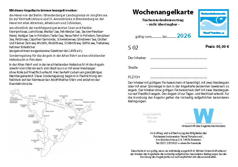 DS2 - Digitale Wochenangelkarte Tag/Nacht Havel und Seen